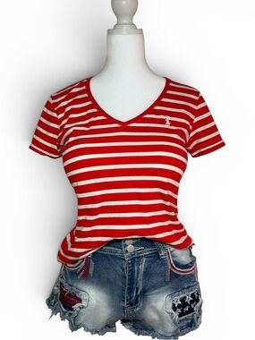🎆 Ralph Lauren Red and White Striped Top 🎆
